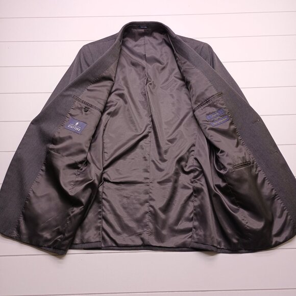 Stafford Gray Wool Blend Blazer 42L Classic Fit Travel Suit Jacket Timeless - Picture 3 of 12